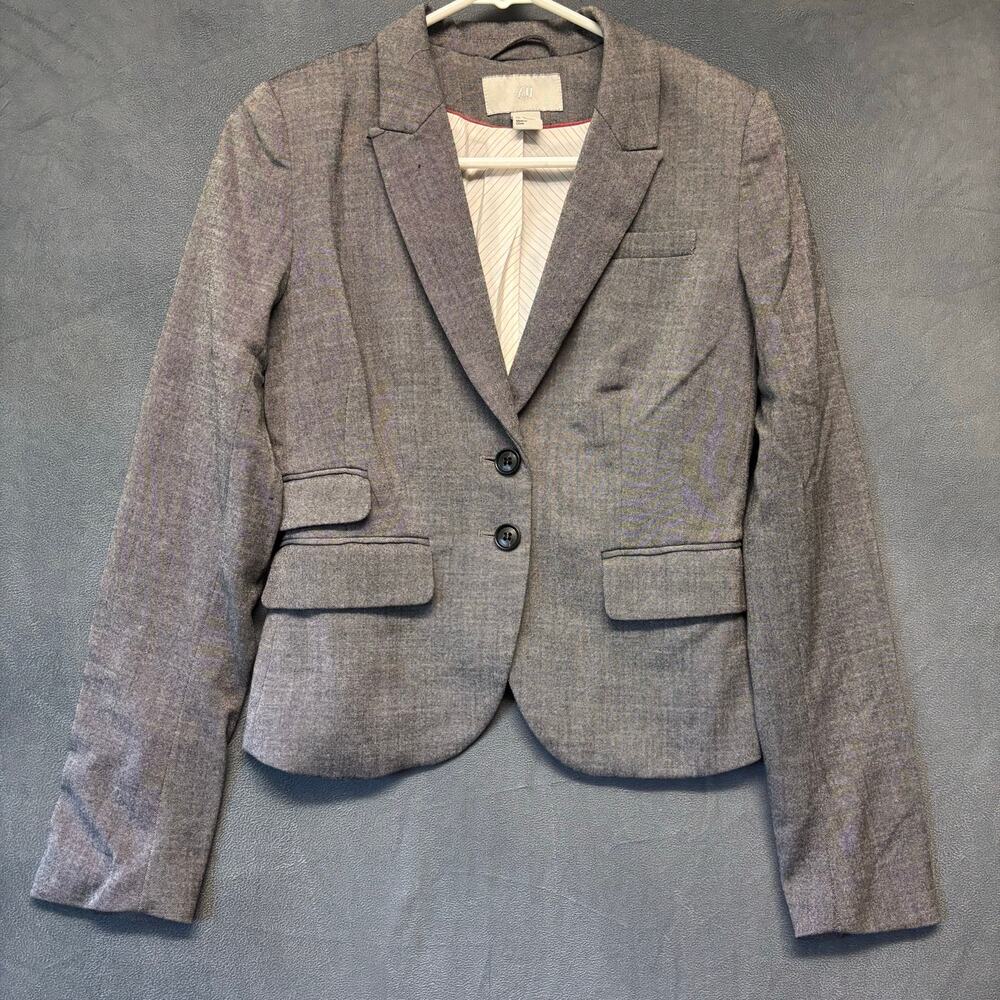 H&M Tailored Gray Blazer – Women’s Size 4 Career Work Jacket Lightweight Modern